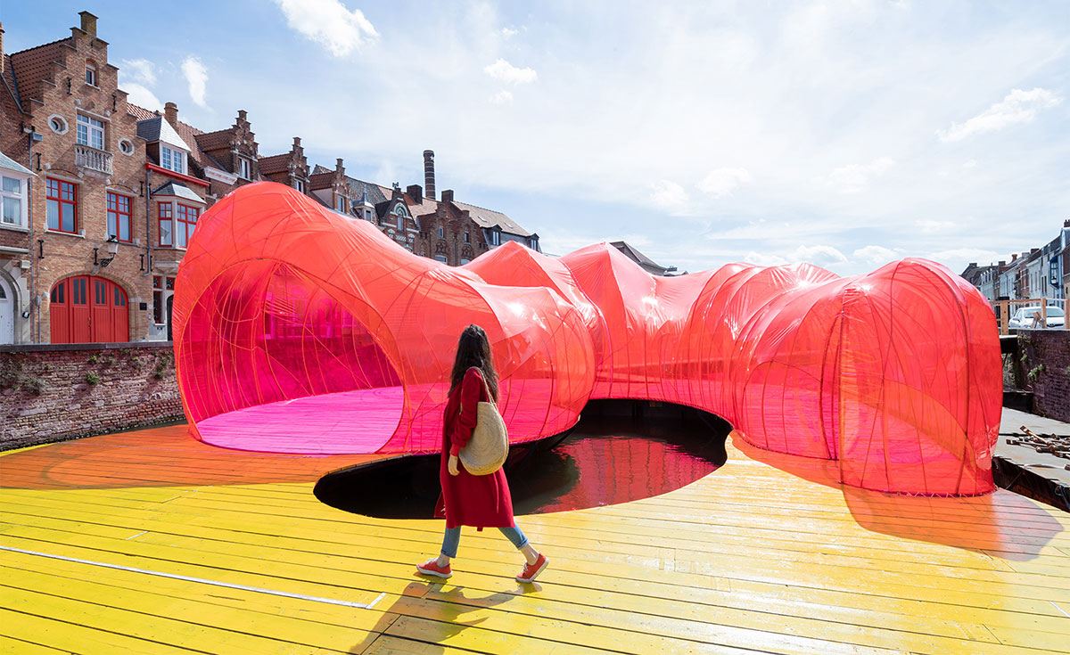 Selgascano Adds A Splash Of Color In Bruges With Floating Pavilion Urdesignmag