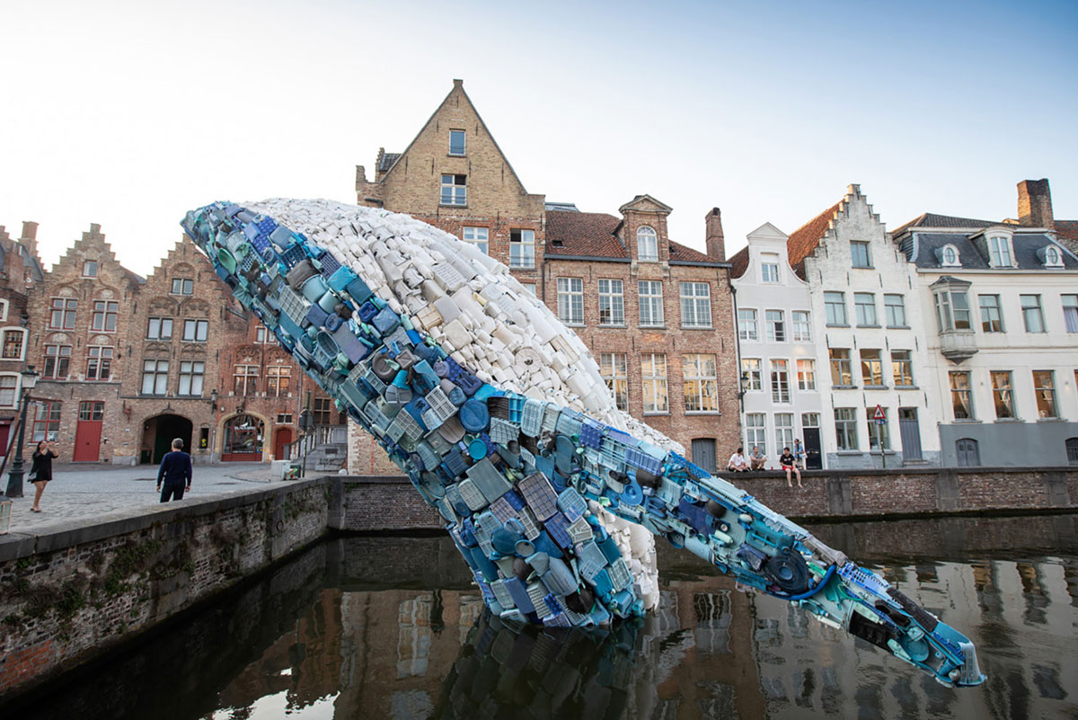 StudioKCA Sculpts A 38-Foot-Tall Whale Made From Plastic Waste