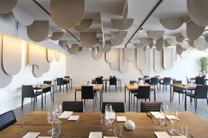 Italian Restaurant Nasturzio Features Bespoke Ceiling Felt Installation