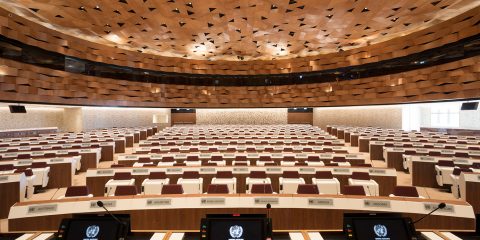 Restyling Of The Ceiling Of Room XIX Of The United Nations Palace in Geneva, Switzerland / Peia Associati