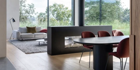 Modern living room with lounge and dining area