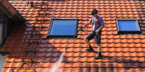 Low pressure roof cleaning