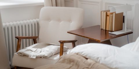 Close-up bed and nightstand
