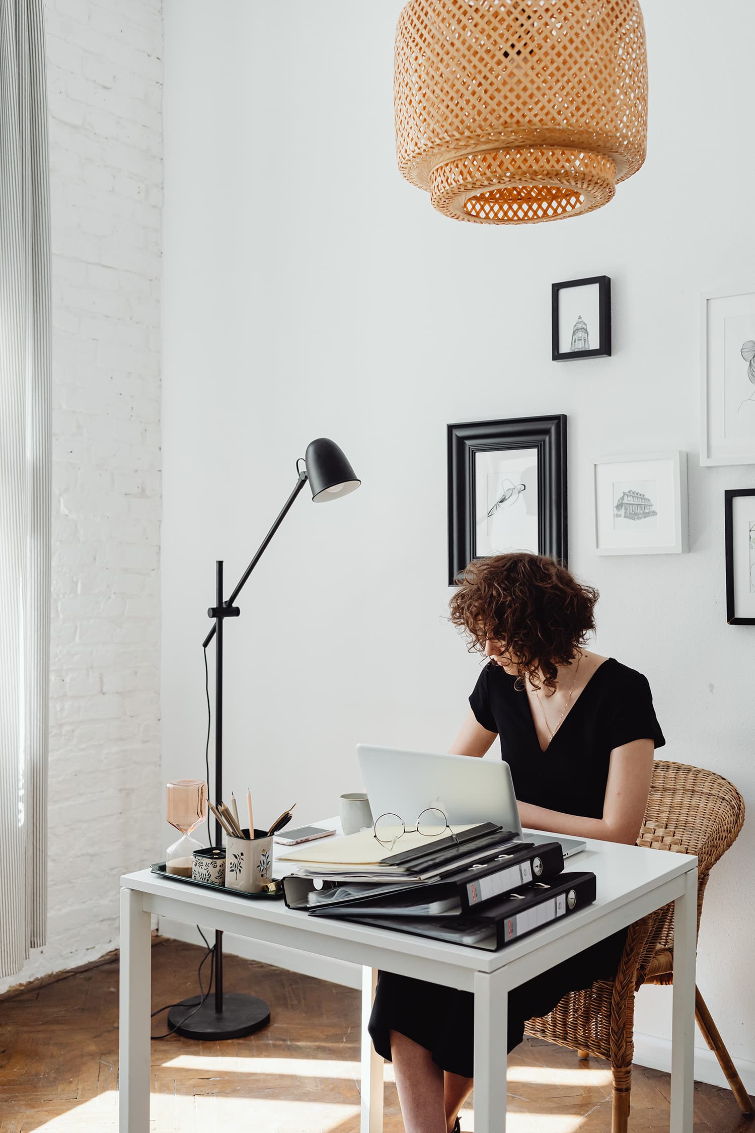 Woman at work in her home office