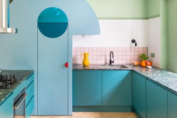Boldly colored kitchen