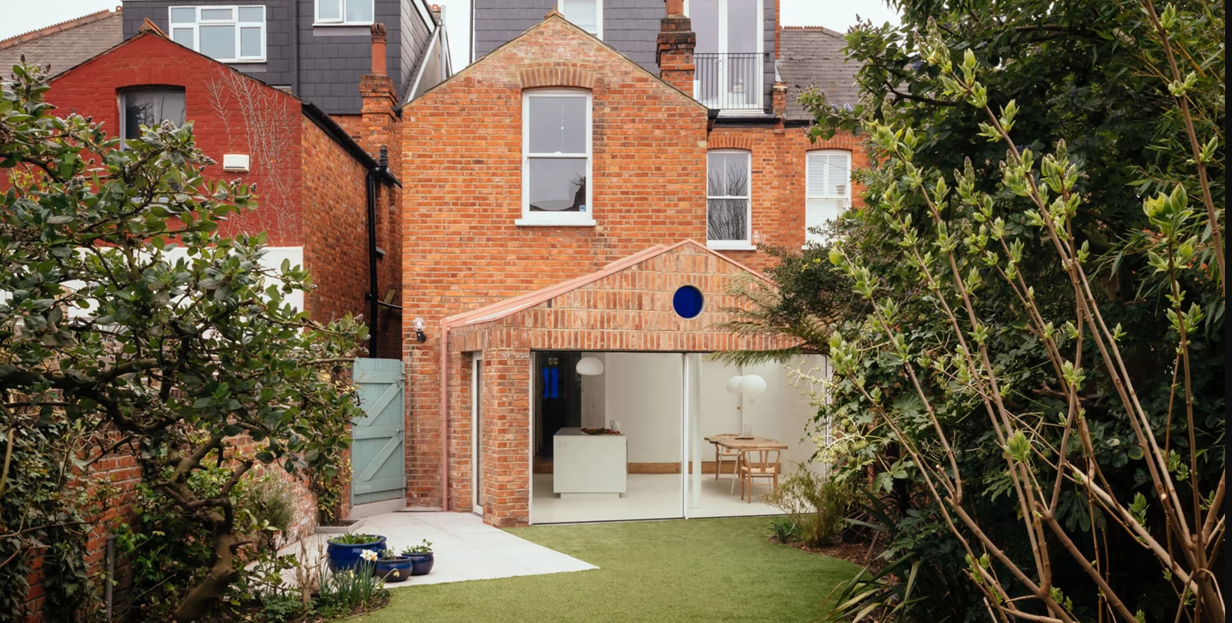 English house extension with garden view