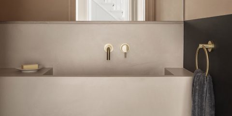 Close-up of bathroom sink with accessories