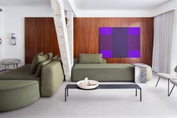 Large purple canvas print in living room