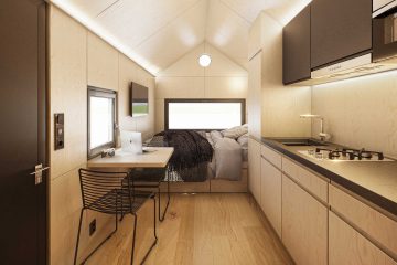 Interior of a tiny wooden house