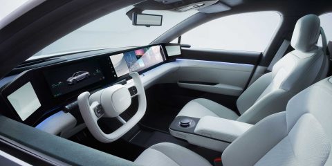 The widescreen infotainment screen of Sony's new AFEELA EV
