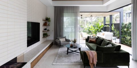 Living room with large opening to the outdoors