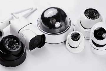 Surveillance cameras, set of different videcam, cctv cameras isolated on white background close up