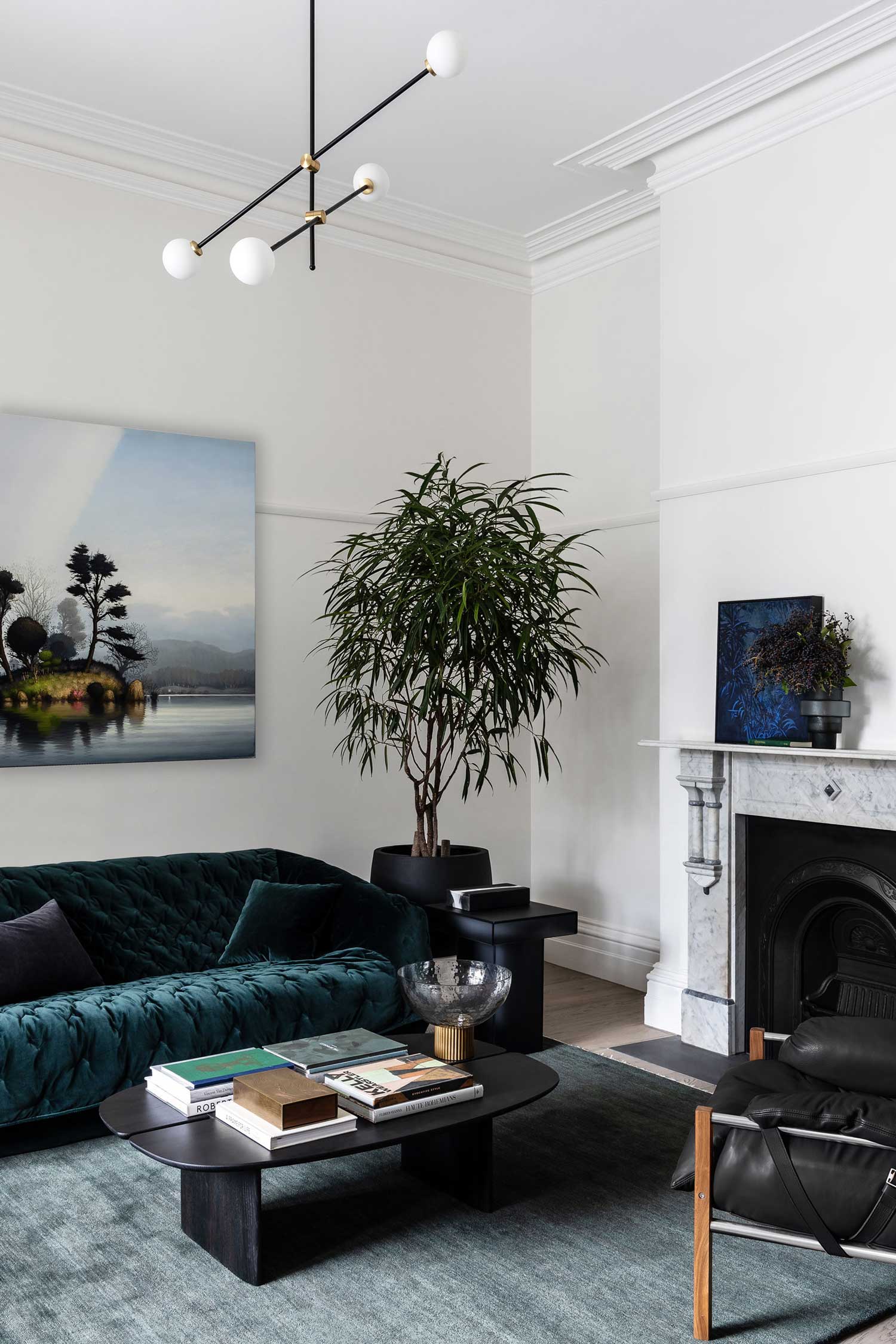 Living room with artwork on the wall