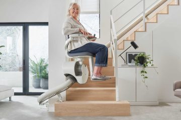 Elderly woman using a stair lift