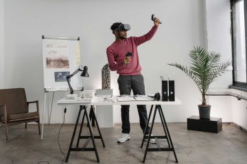 Architect working on a project using VR headset