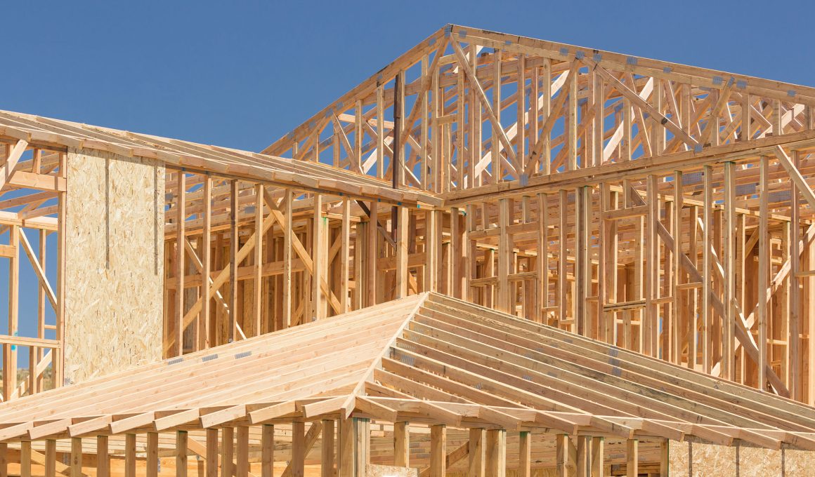 Wood Home Framing Abstract At Construction Site