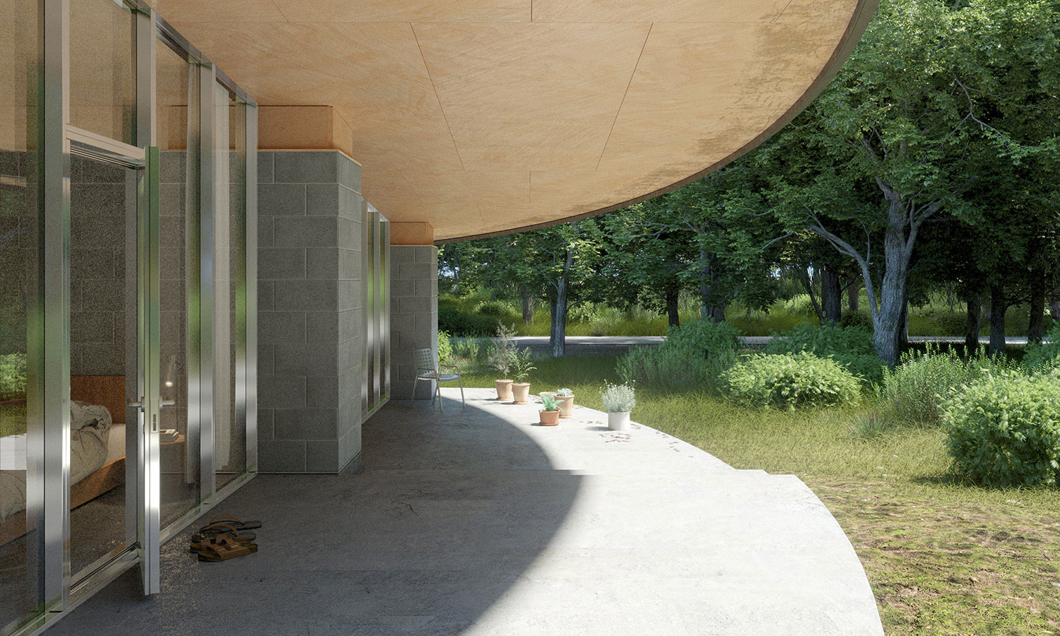 A glimpse into Kwong Von Glinow's "House, Some of This, Some of That," a unique retreat in a New York forest