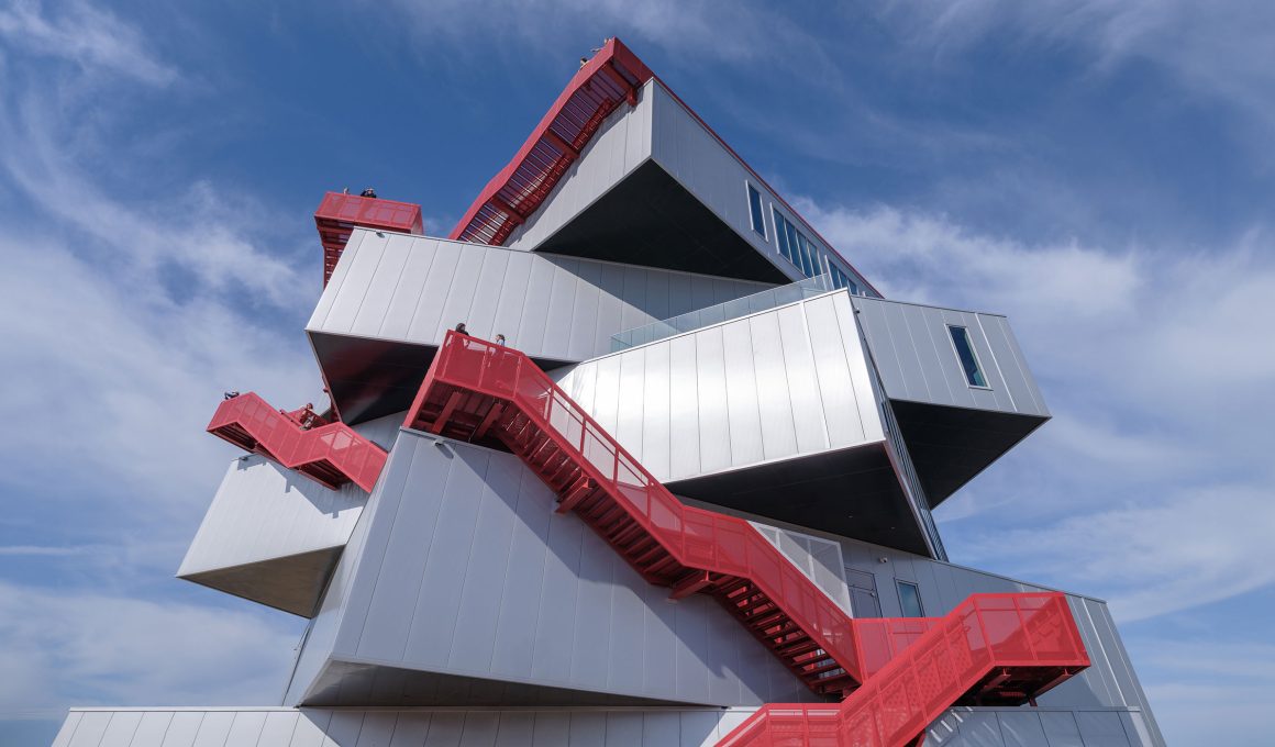 Portlantis by MVRDV: Five Rotated Exhibition Levels and a Red Public Stairway, Providing a New Perspective on the Port of Rotterdam