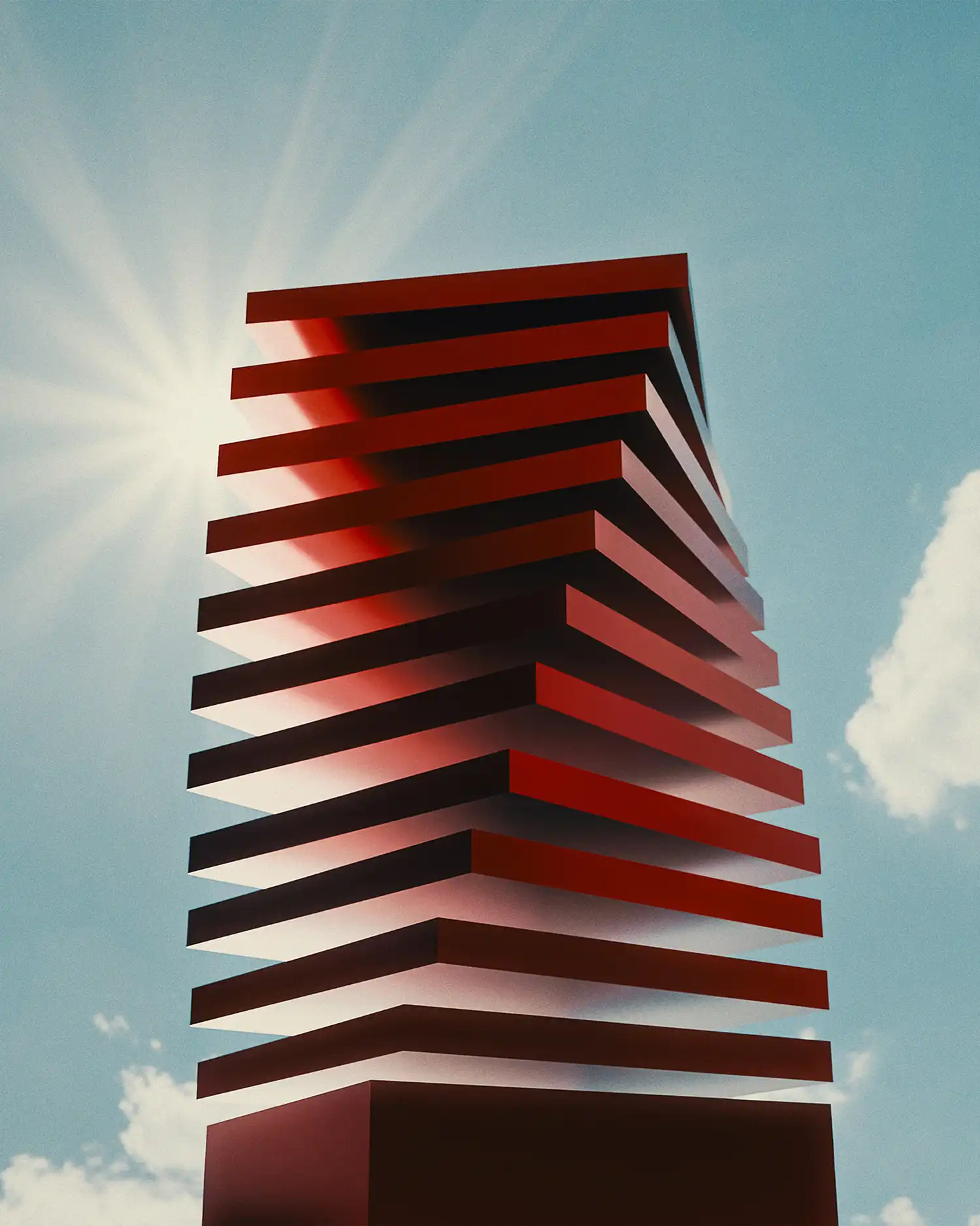 Futuristic polygonal crystalline tower structure | AI-generated architectural concept | Artlist non-derivative outputs