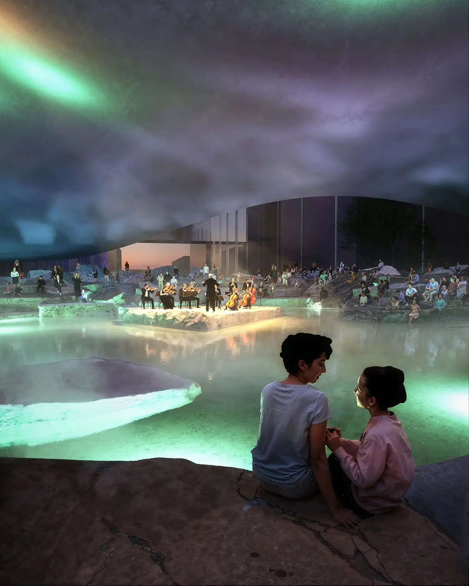 BIG Architects Transform Ørestad: Cracked Terrain Plazas with Water, Light & Greenery