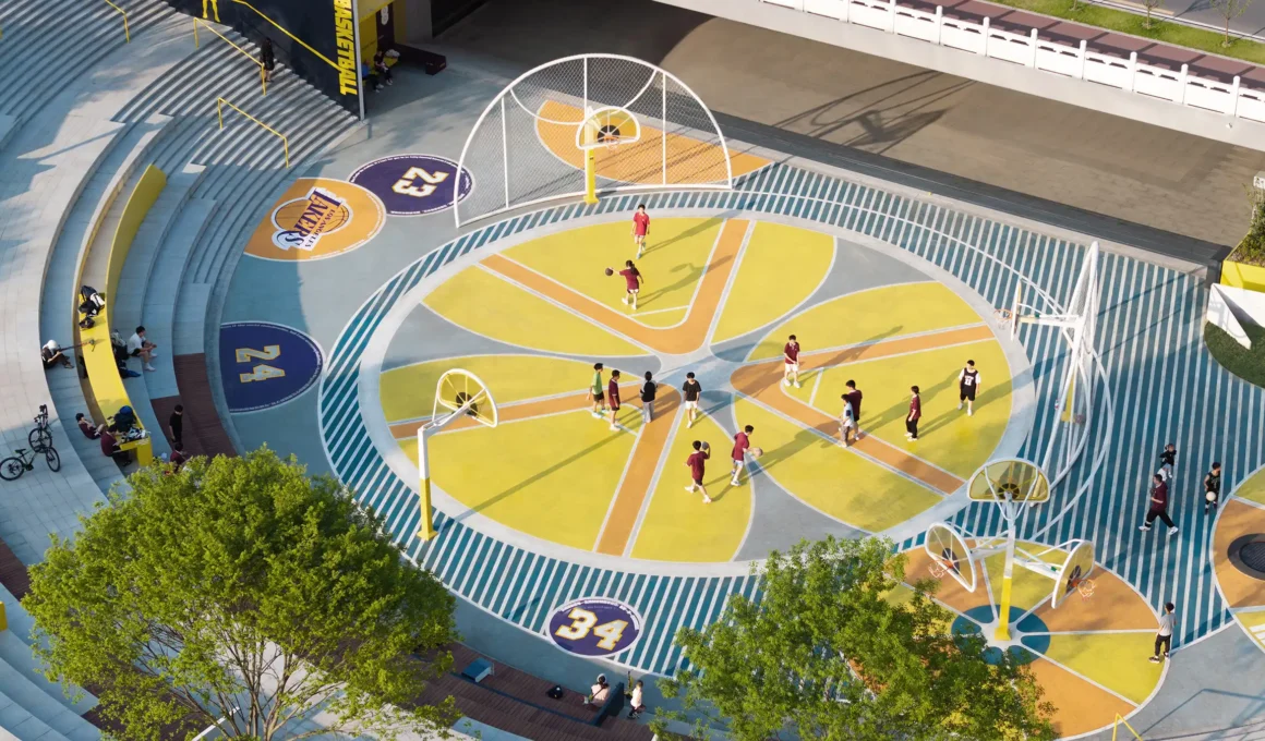 JU•Basketball Park: HID Revitalizes Yichang Underpass with Citrus-Inspired Courts