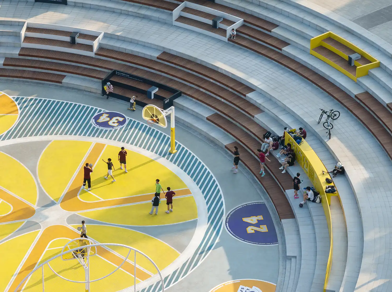 JU•Basketball Park: HID Revitalizes Yichang Underpass with Citrus-Inspired Courts