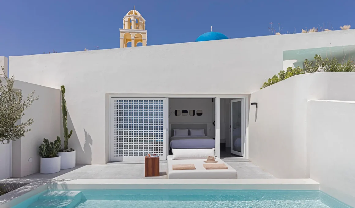 Kapsimalis Architects Canaves Hotel Oia Santorini - Cubist Suite with Private Infinity Plunge Pool Overlooking Caldera and Aegean Sea