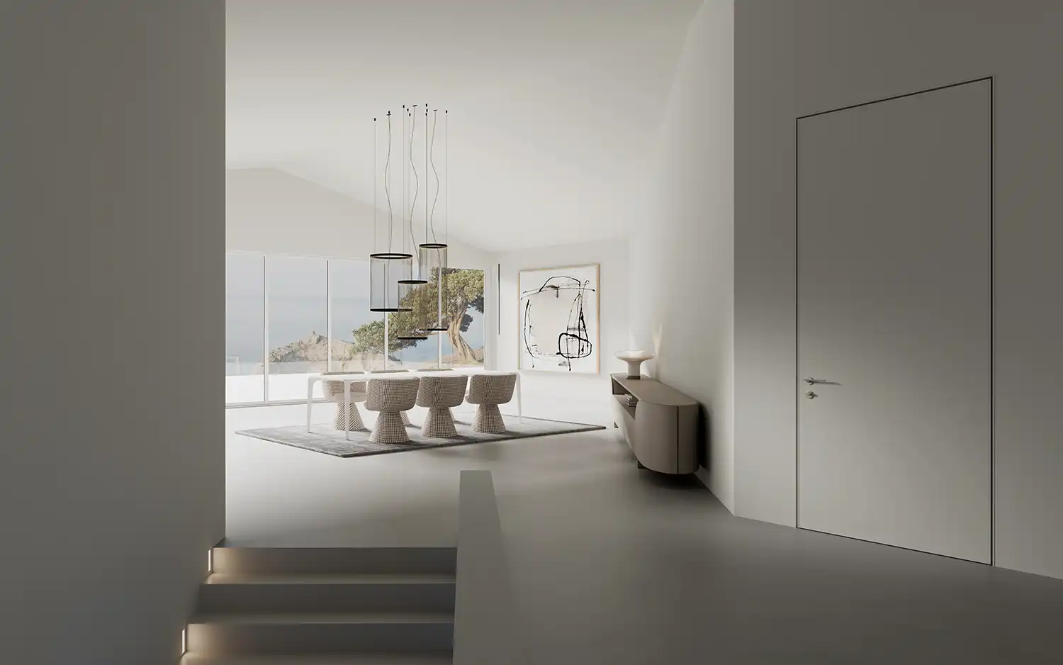 Invisible interior flush security door installation | Seamless wall continuity design