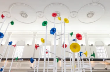 Yuri Suzuki UTOOTO interactive sound sculpture: public building sonic city at Camden Arts Projects London
