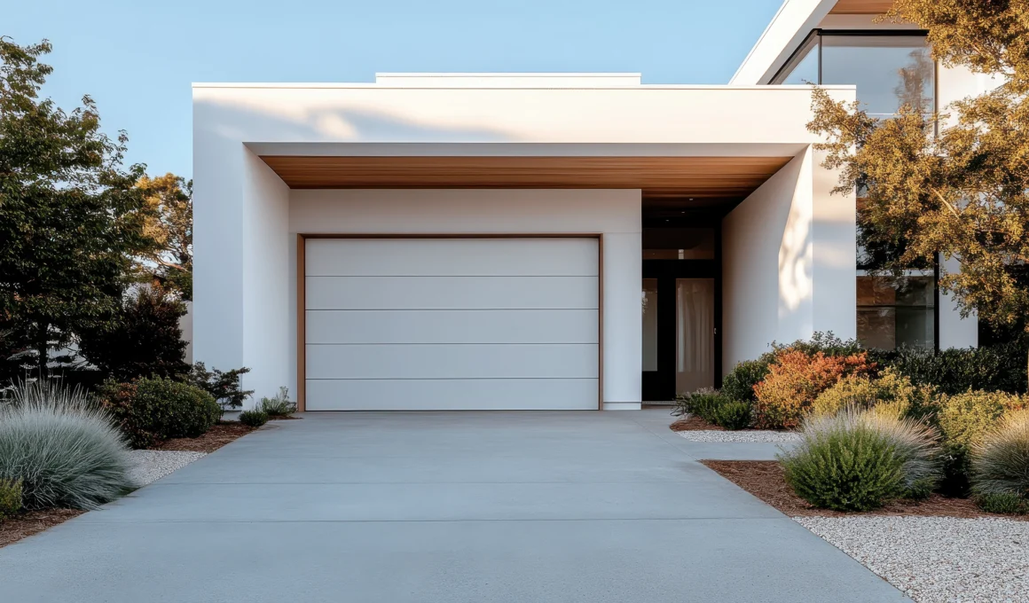 Custom modern garage door installation in Bothell WA showcasing contemporary design with clean lines and elegant hardware
