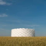 Gregory Orekhov SoftPower art installation in France showing circular inflatable sculpture made of white pillow-like forms creating a sanctuary for meditation.