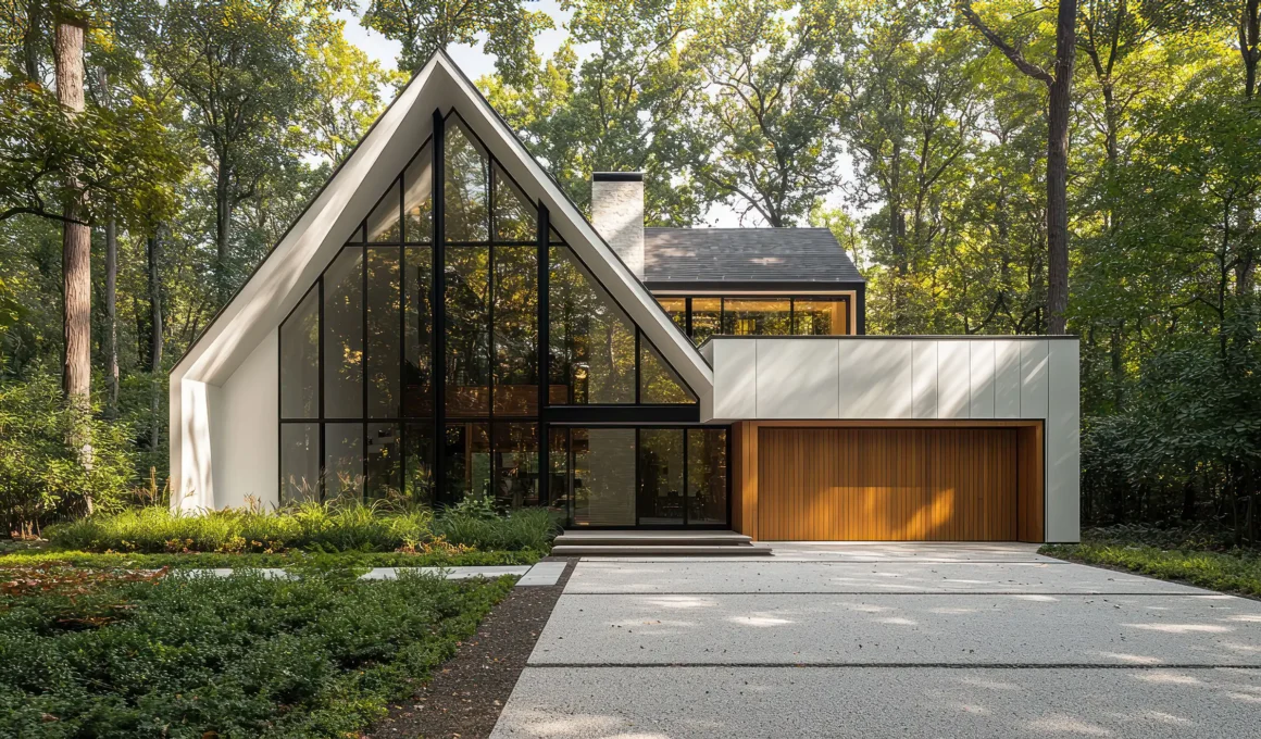 Modern home with excellent kerbside appeal featuring a blue front door, potted plants, and a tidy landscaped garden