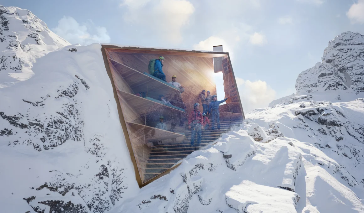 Digitally fabricated bivouac by CRA-Carlo Ratti Associati blending into Alpine rock formations ahead of the Milano Cortina 2026 Winter Olympics