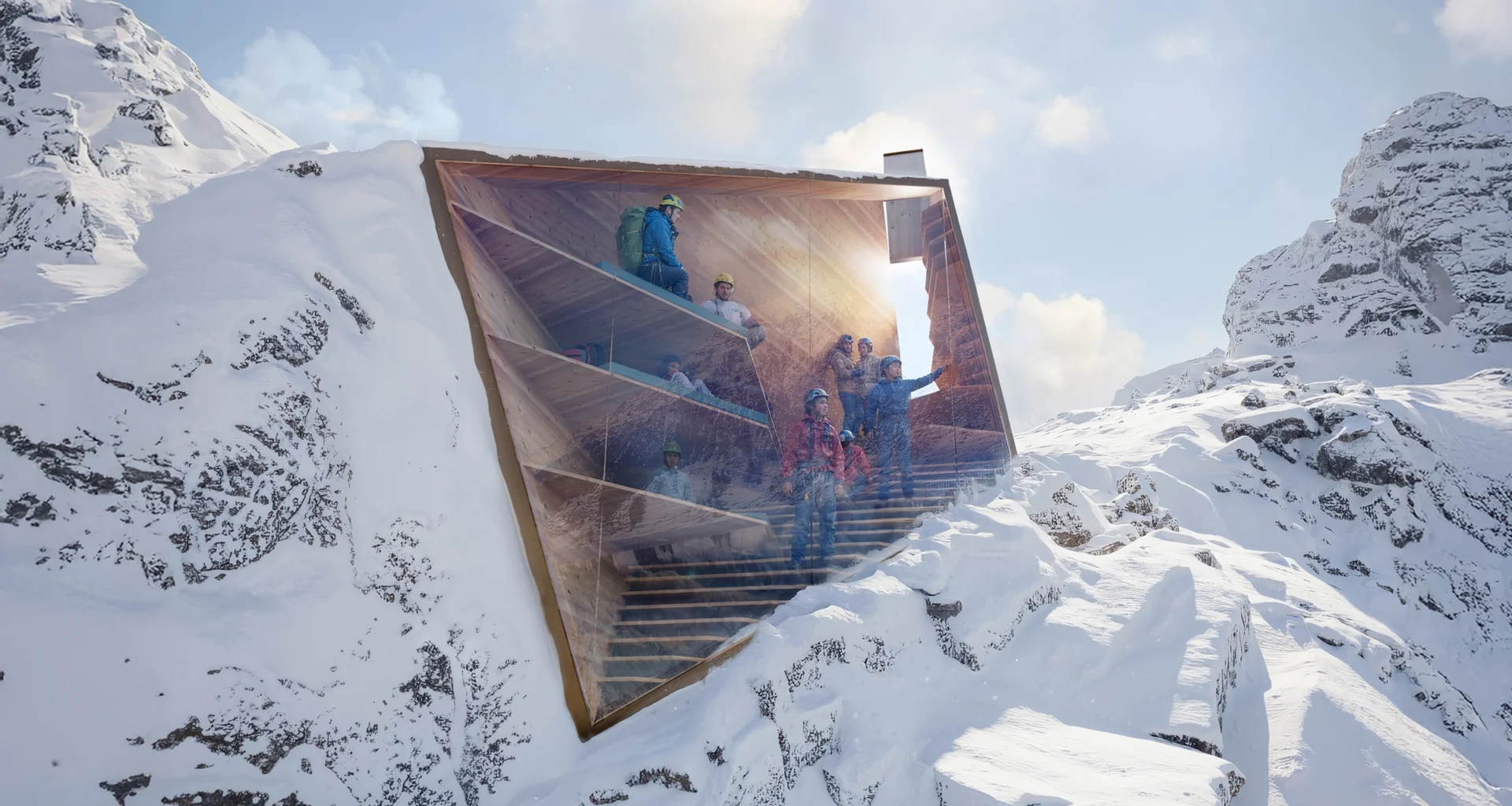 Digitally fabricated bivouac by CRA-Carlo Ratti Associati blending into Alpine rock formations ahead of the Milano Cortina 2026 Winter Olympics