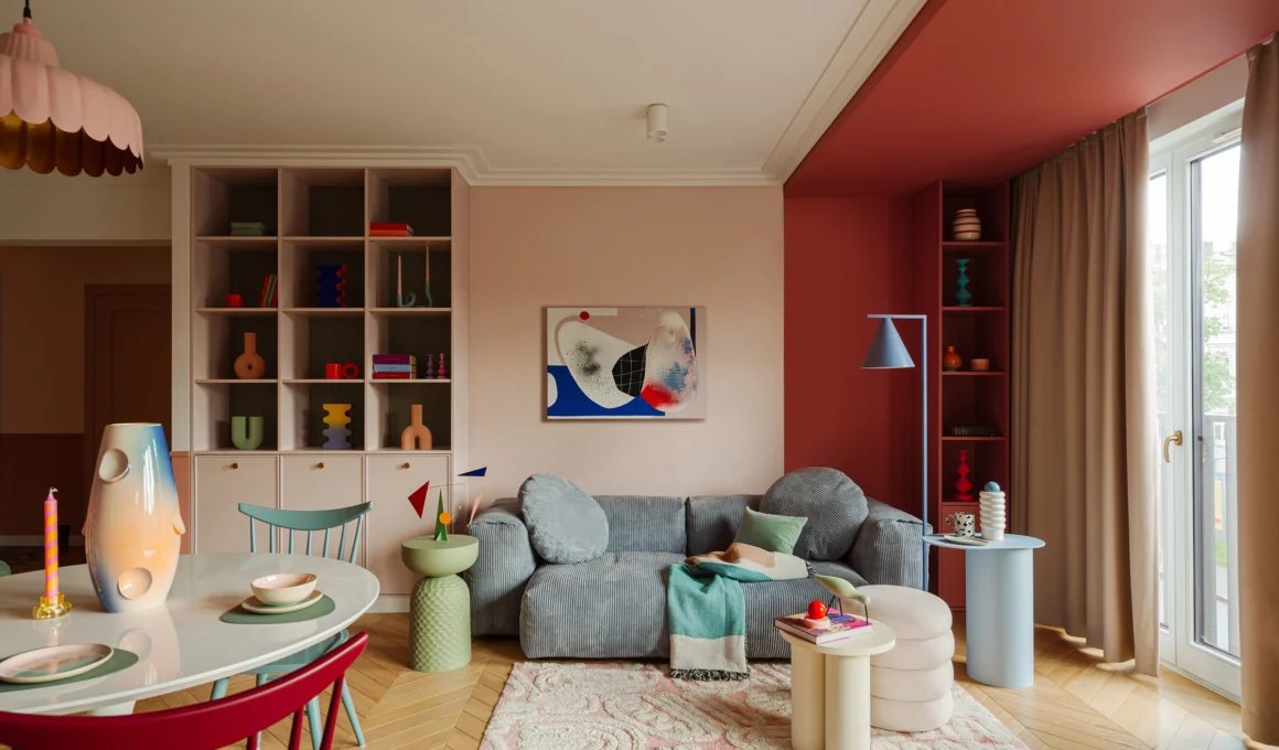 Luxury interior wall with limewash texture, showing soft tonal variation and architectural depth