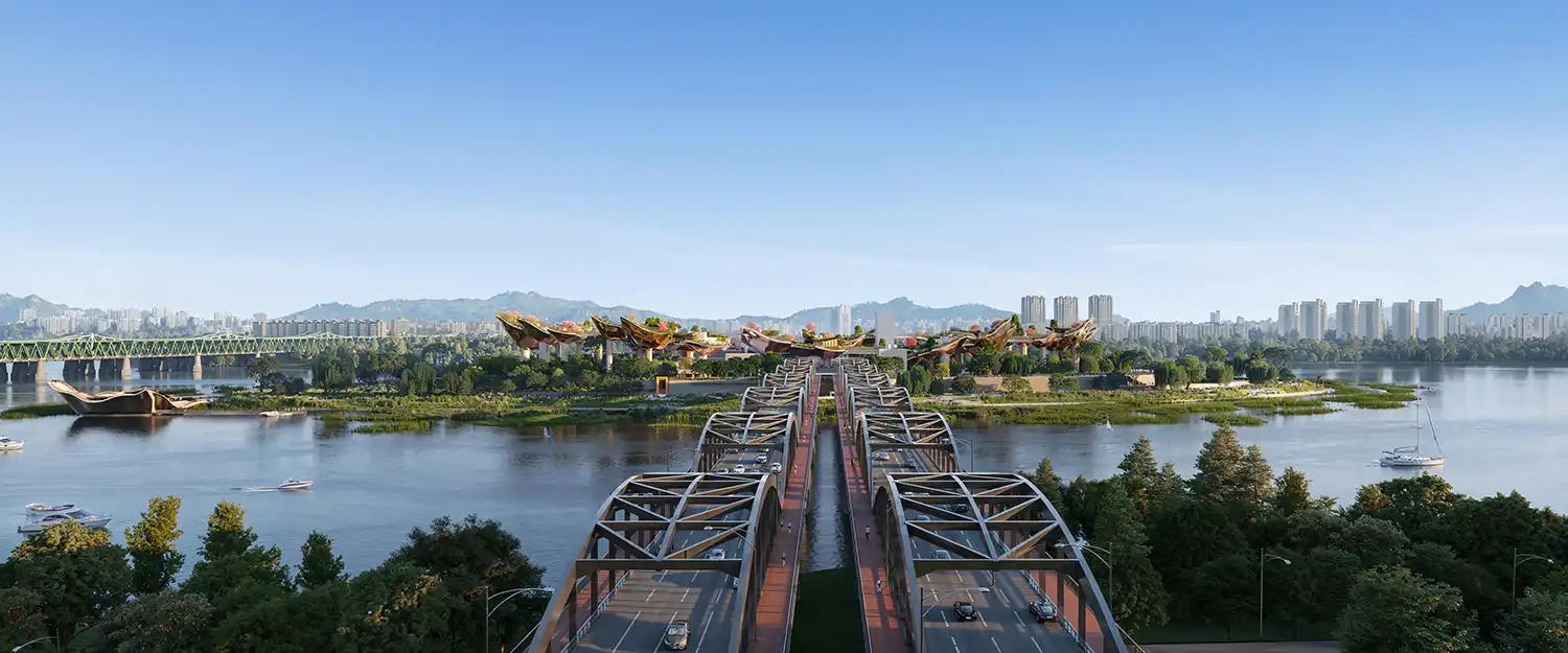 Nodeul Island's 1.25km Elevated Soundscape Trail Begins Construction in Seoul