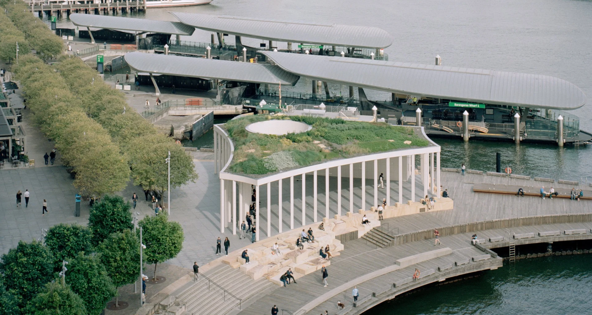 Besley & Spresser Pier Pavilion on Sydney Harbour clad in bespoke recycled Oyster Terrazzo