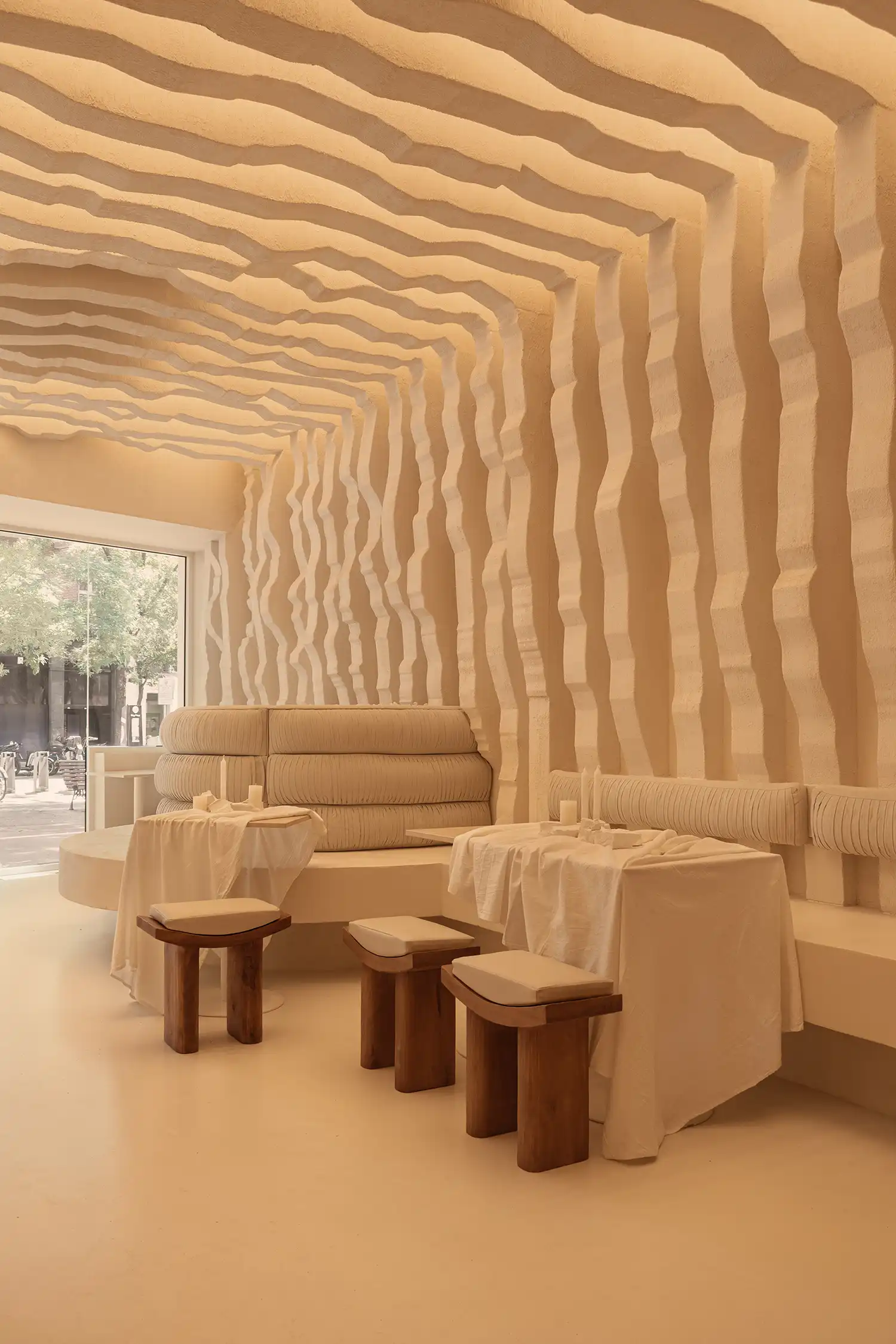 Masquespacio Reimagines Greek Design for Egeo Souvlaki, Madrid