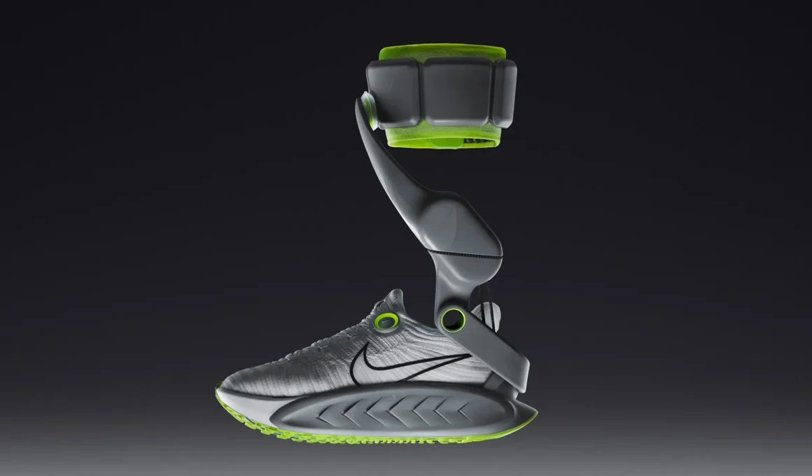 Nike Project Amplify powered footwear system robotics for running and walking everyday athletes.