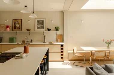 Noto Architects professional-grade kitchen with natural light and warm materials in Forest Hill House Victorian semi London.