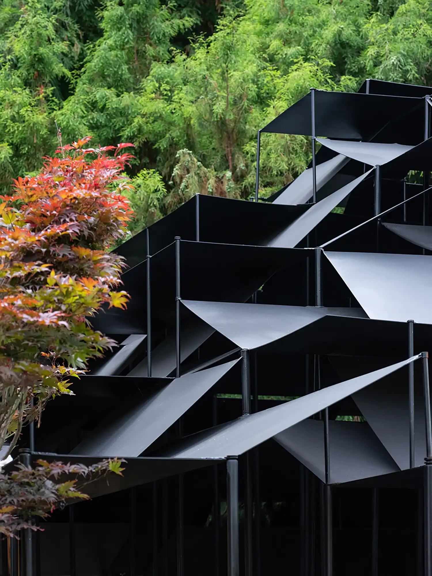 Atelier Deshaus’s Steel Pavilion Bridges Nature & Tech in Wetland