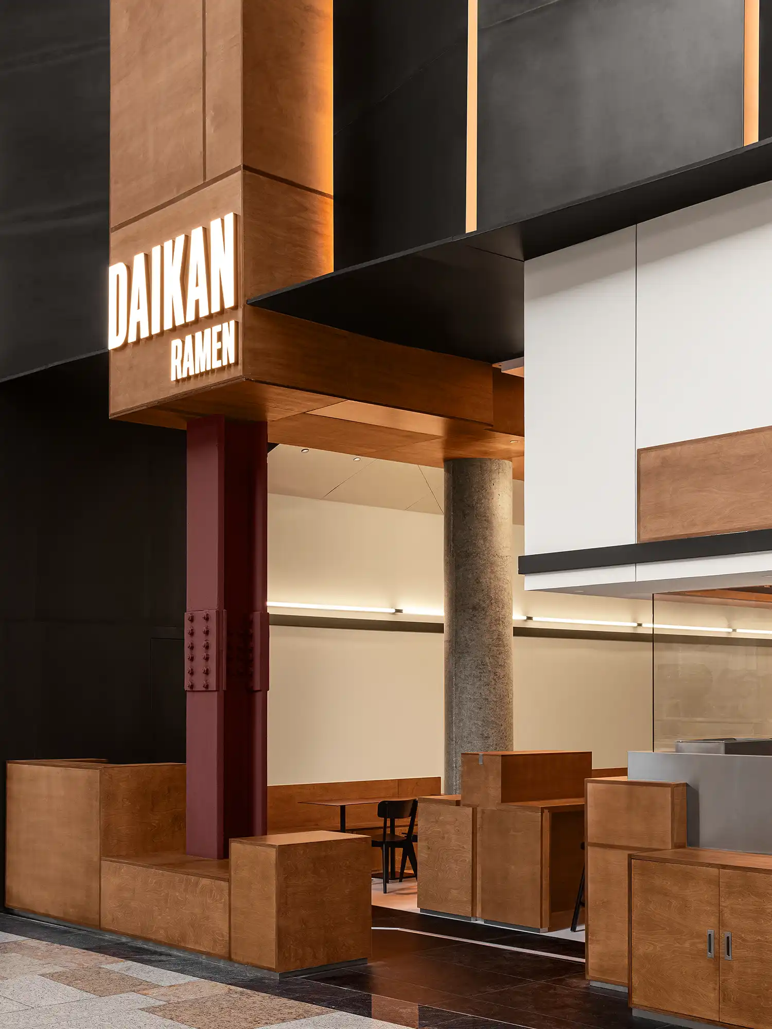 Daikan Ramen uses architectural-scale Japanese joinery to transform Dubai eatery