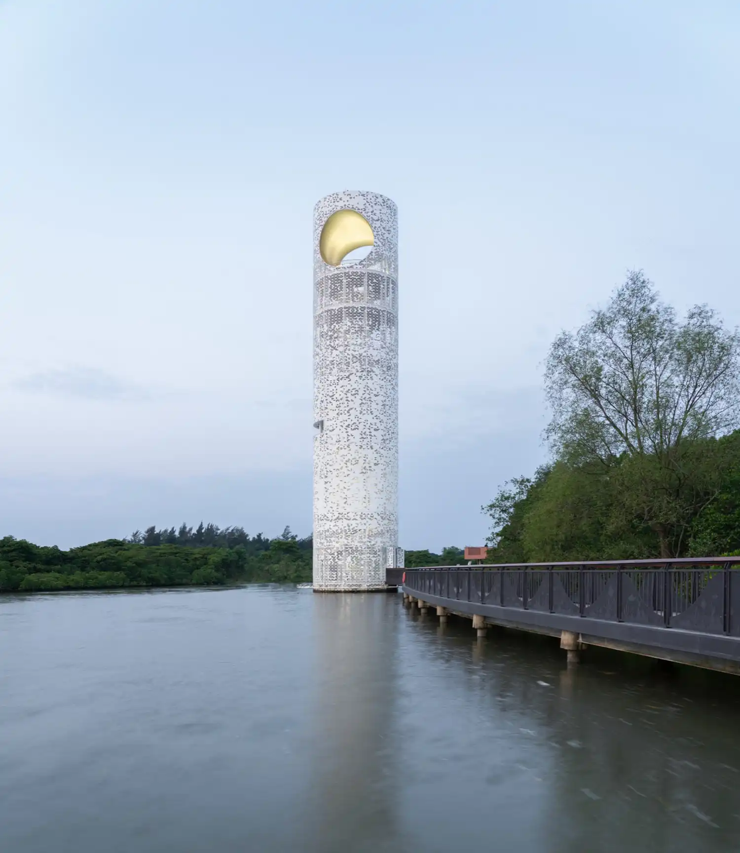 Scut Unveils ‘Lunar Tower’ as a Minimalist Beacon for China’s Largest Mangrove Forest