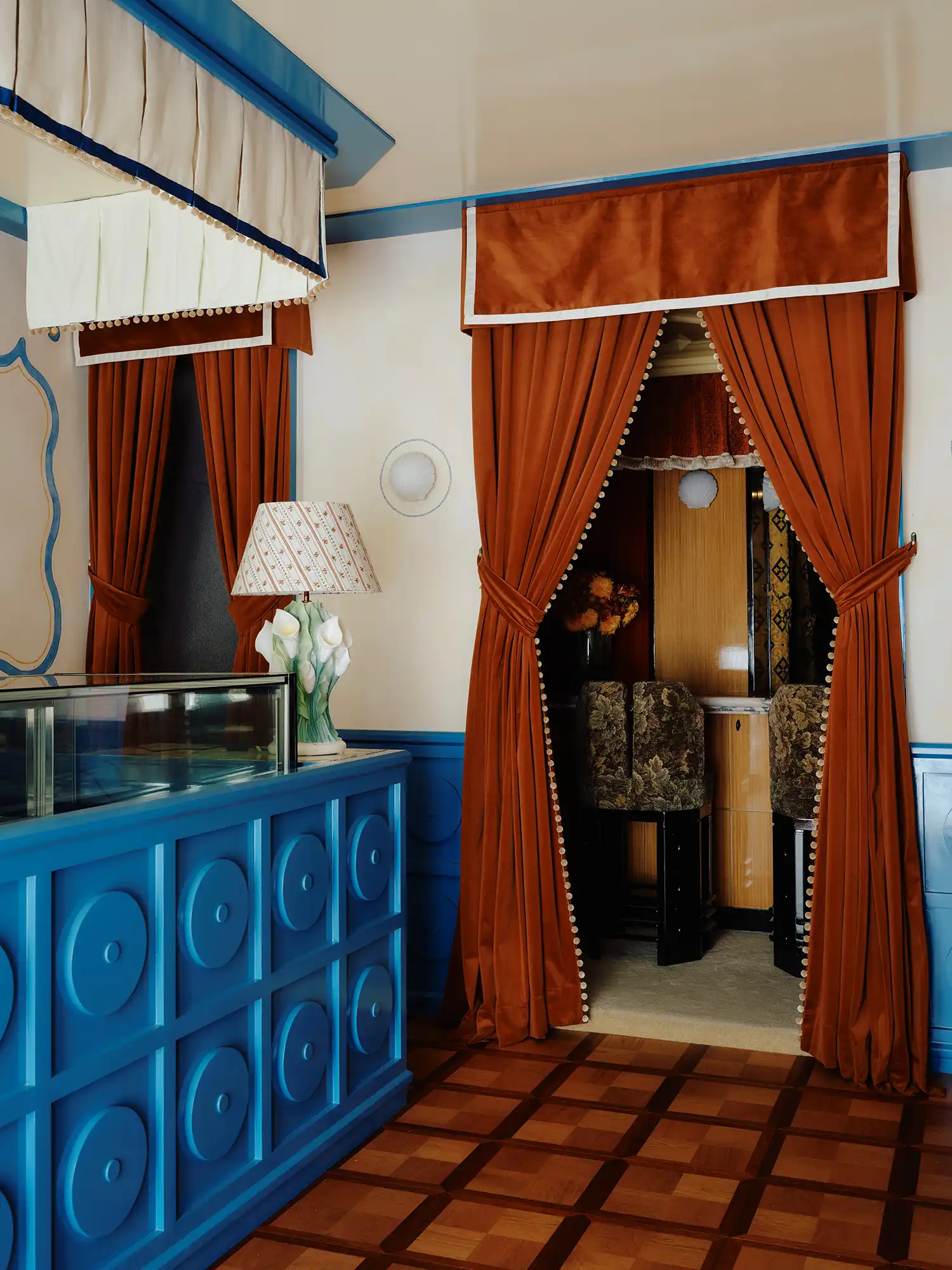 Ecru Studio Transforms 1970s Taipei Apartment Into a Patisserie With Velvet Reds and Ancient Motifs