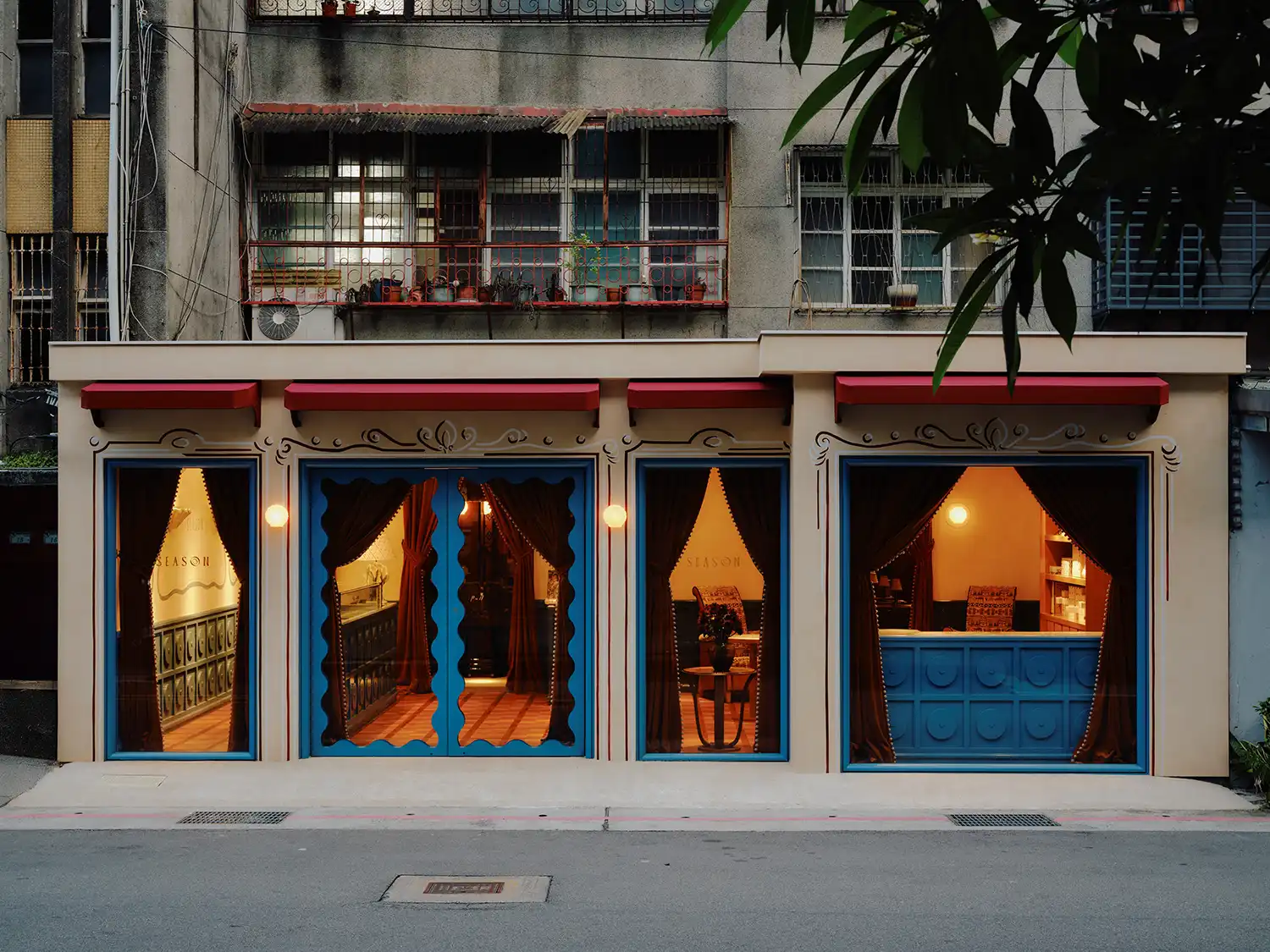 Ecru Studio Transforms 1970s Taipei Apartment Into a Patisserie With Velvet Reds and Ancient Motifs