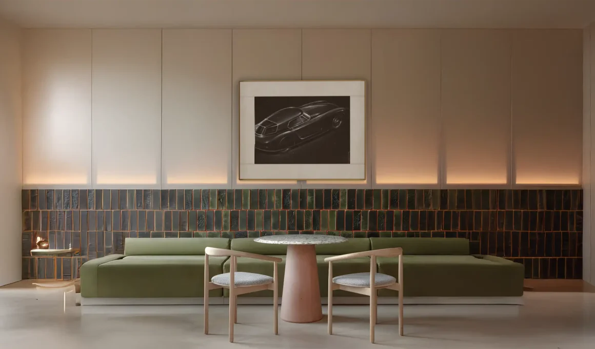 Pininfarina Duna ePaper art poster in luxury dining room interior