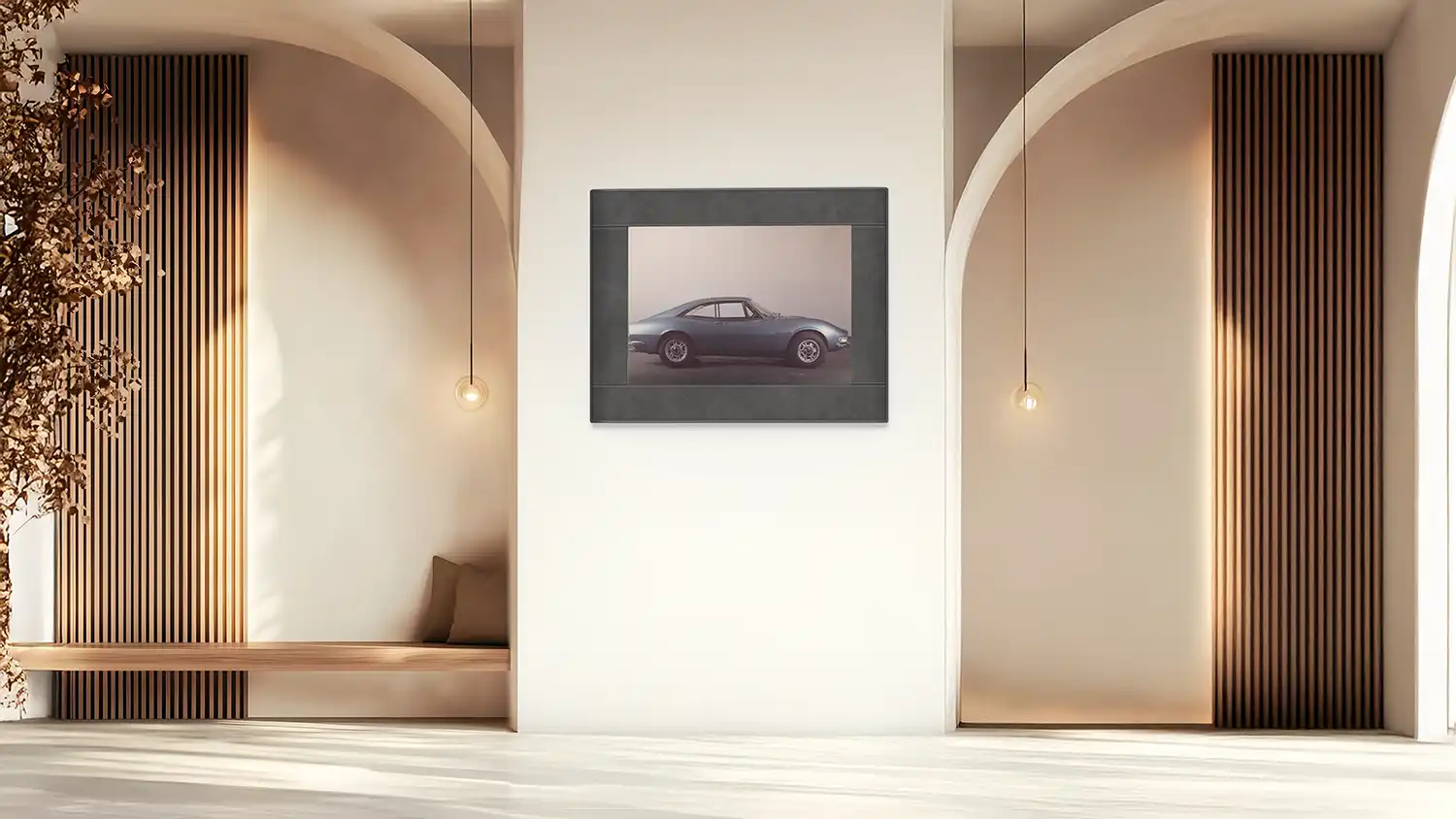 InkPoster Duna digital art display in minimalist architectural gallery