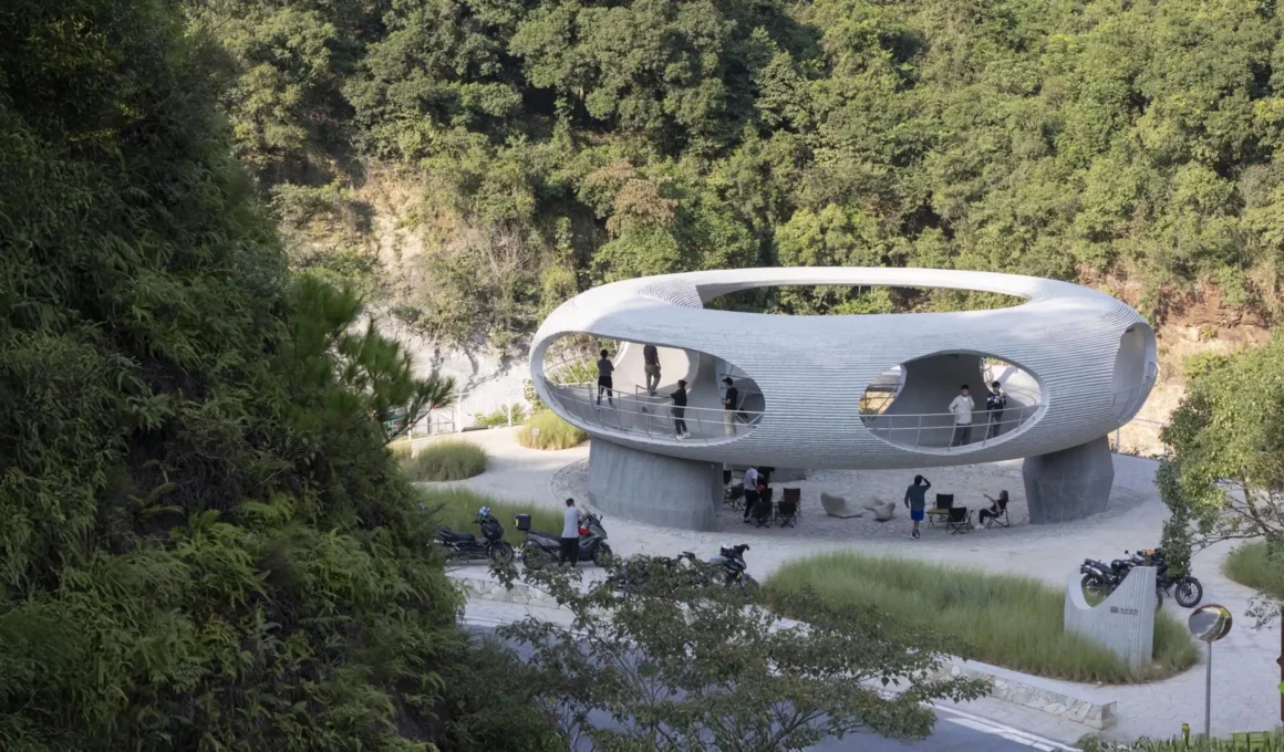 HCCH Studio Resting Loop pavilion at Mount Luofu roadside