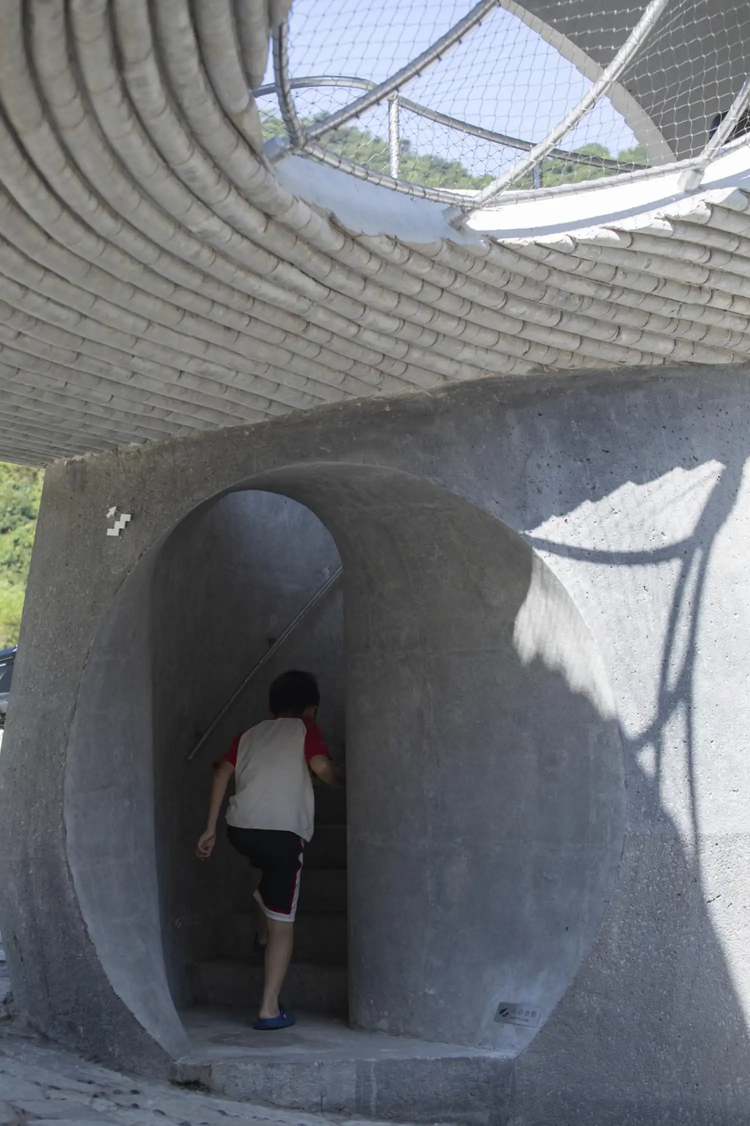 Entrance to the concrete support volume at Mount Luofu