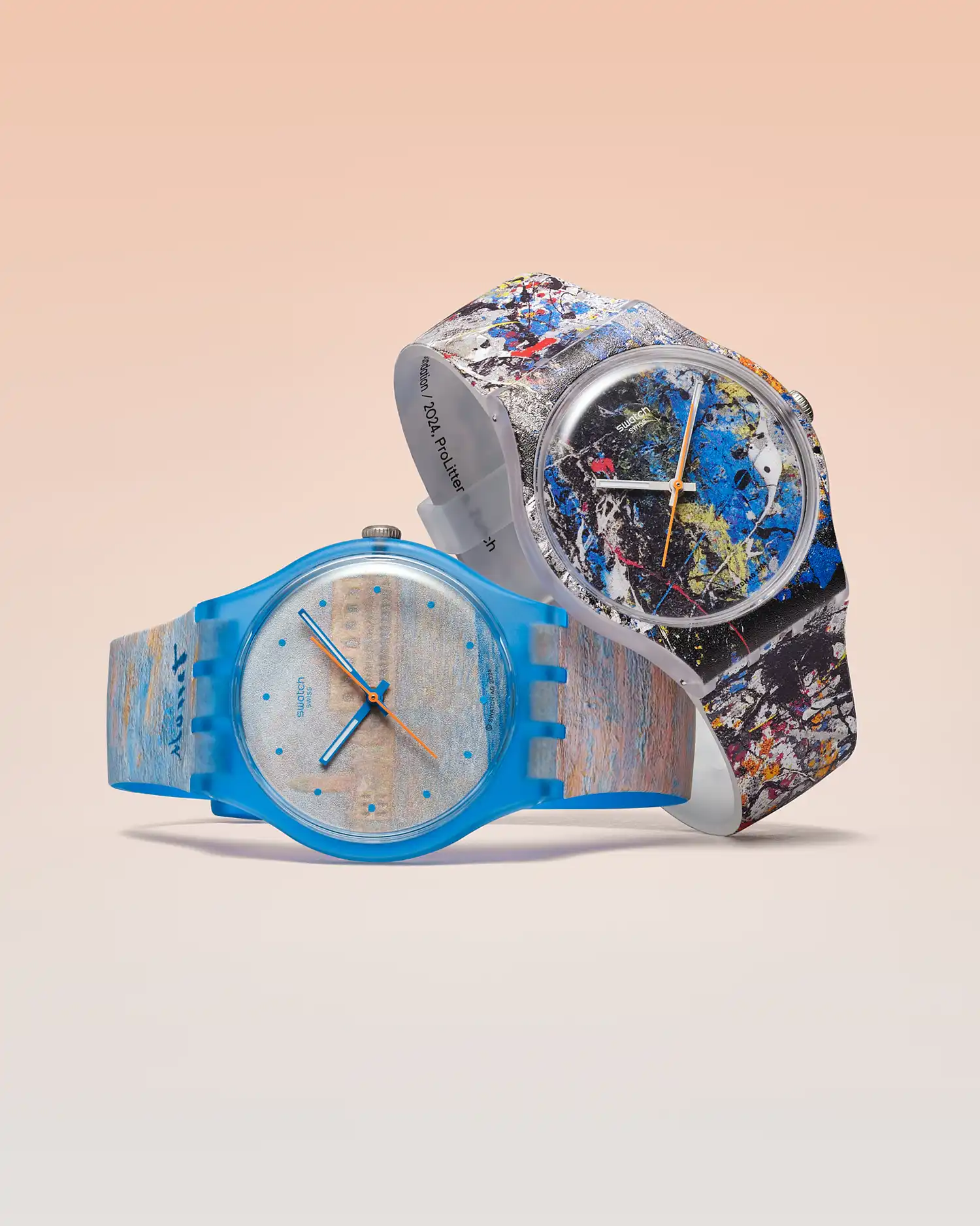 The Monet’s Palazzo Ducale and Pollock’s Alchemy watches leaning against each other.